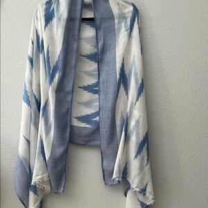 Boho Ikat Blue & White Ikat Scarf
32”wide, 80”long
Shawl or Beach Coverup!